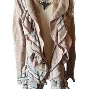 Sparrow Ruffled Cardigan in Pink and Blue